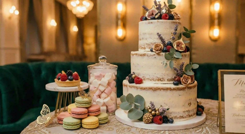 elegant cake display at event